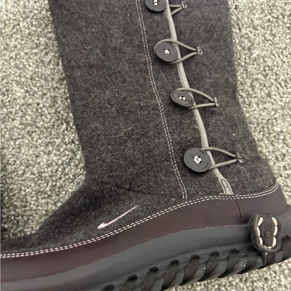 Nike Valenka Wool Soft Grey Winter Sherpa Lined Boots Size 7 - Picture 11 of 13